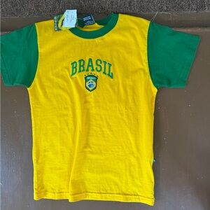 Kids Green and Yellow Brasil Shirt. Size 10